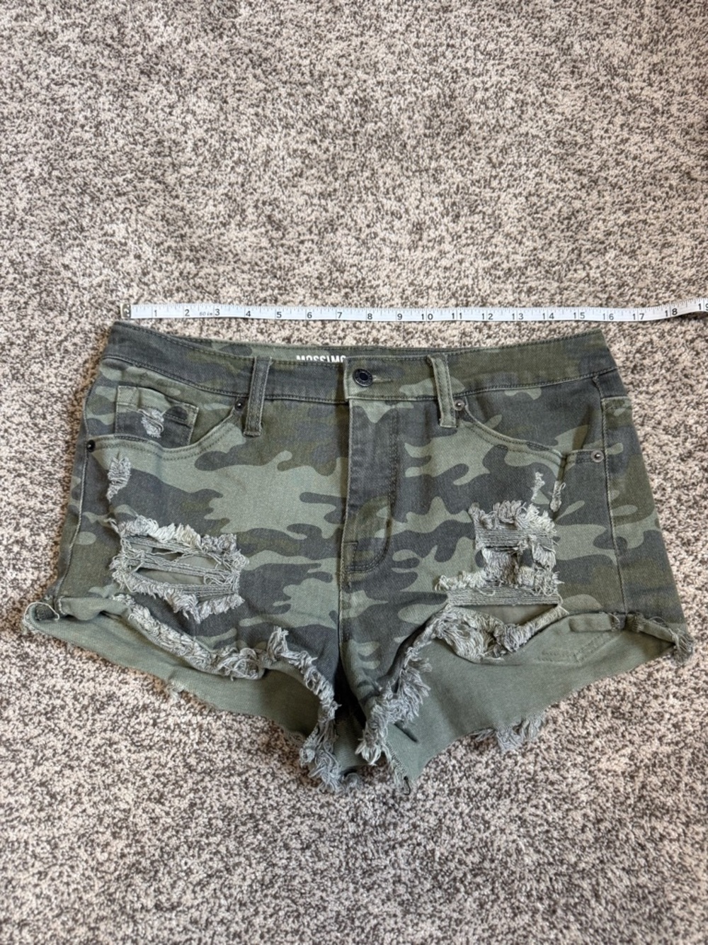 Mossimo Supply Co. Camo Distressed Jean Shorts - Olive